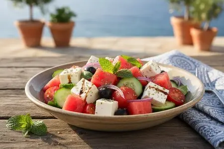 Греческий салат с арбузом и фетой: лучшие рецепты, польза и секреты приготовления