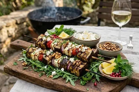 Шашлык из баклажанов с сыром фета и грецким орехом: пошаговый рецепт и вкусные идеи