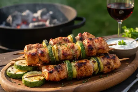 Шашлык из индейки с кабачками