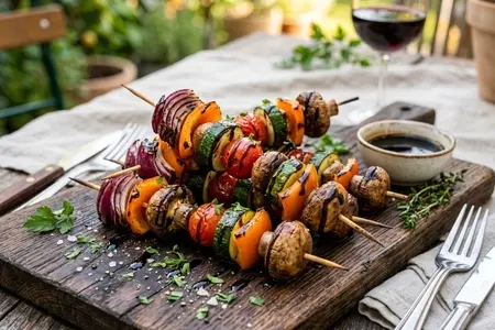 Овощной шашлык с бальзамическим уксусом - яркое, вкусное и полезное блюдо
