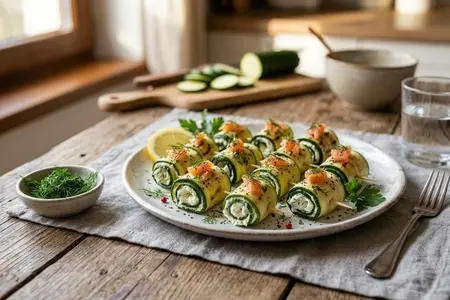 Кабачковые рулетики с крем-сыром - лёгкая, свежая и вкусная закуска