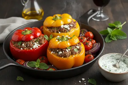 Перцы, фаршированные бараниной с мятой