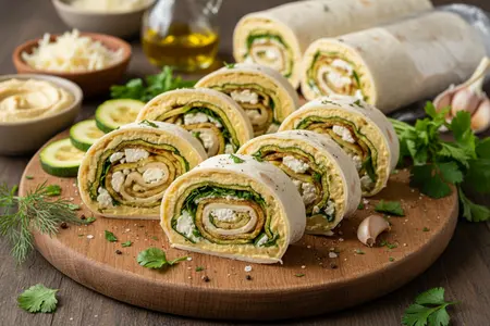 Лаваш-роллы: кабачки, сыр и хумус в одном укусе