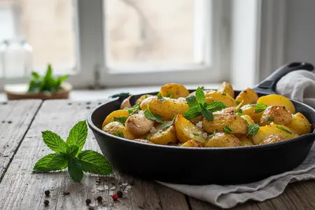 Свежий акцент: запечённый картофель с мятой и лимоном