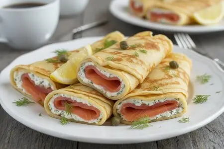 Блинчики с семгой и сливочным сыром - изысканная закуска