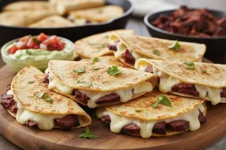 Мини-кесадильи с копченой грудинкой и сыром - пикантная мексиканская закуска