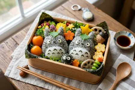 Бенто «Тоторо» из вселенной Studio Ghibli - рисовые шарики в форме Тоторо с нори #studioghibli