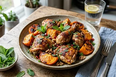 Курица с хурмой и свежей мятой - аромат, нежность и яркий вкус