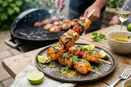 Шашлык из сёмги с маринадом из маракуйи и кинзы - яркая экзотика на гриле