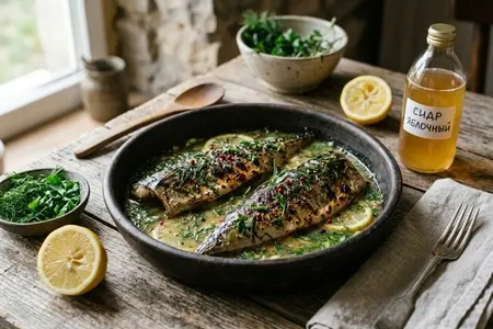 Скумбрия с маринадом из сидра и зелени - неожиданно вкусно и полезно