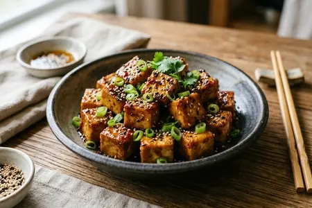Тофу с соусом мисо и кунжутом - восточная нежность без мяса