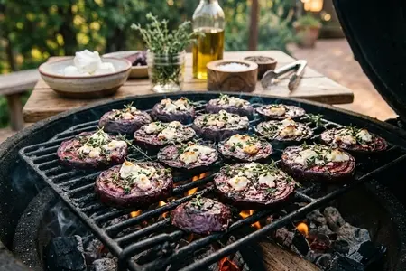 Свекла с козьим сыром и тимьяном, запечённая на решетке - сочное и ароматное блюдо