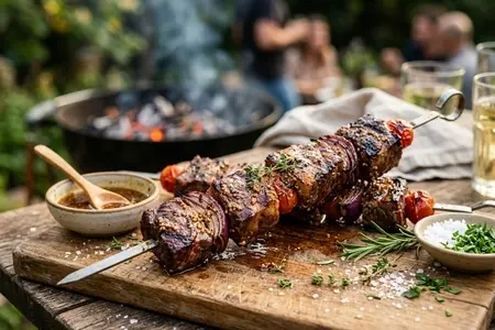 Шашлык из мраморной говядины с горчичной корочкой: премиальный вкус