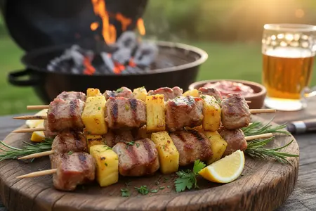 Экзотический шашлык с ананасами 