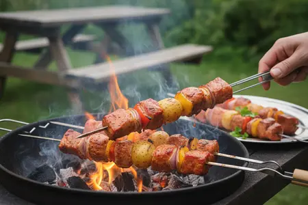 Шашлыки из свинины и картофеля