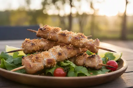 Свиные шашлыки в кокосовой стружке