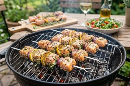 Шашлык из лосося с лимоном и розмарином: идеальный рецепт для рыбного шашлыка
