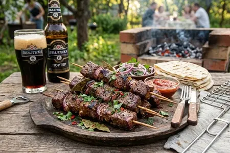 Шашлык из говядины в маринаде из темного пива: сочный вкус и насыщенный аромат