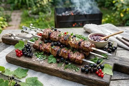 Шашлык из телятины со спелой смородиной: яркий вкус лета