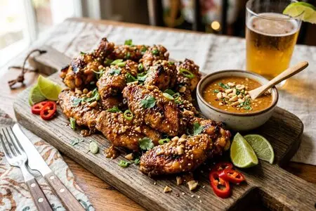 Куриные крылышки в остром арахисовом маринаде