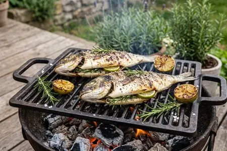 Дорадо на решетке с розмарином и лаймом - легкая средиземноморская кухня