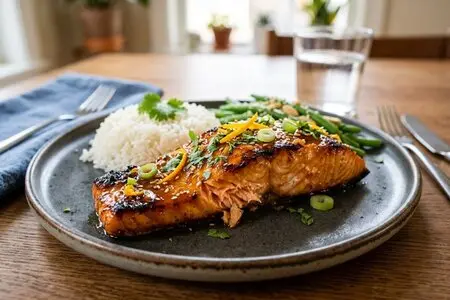 Лосось в апельсиново-имбирной глазури - нежный вкус рыбы и пряность имбиря