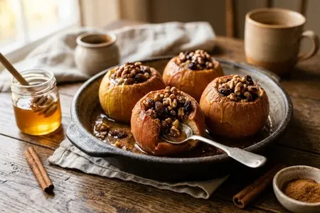 Печёные яблоки с корицей и мёдом - уютный домашний десерт