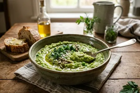 Пюре из фасоли и зелёного горошка - нежный вкус и красивый цвет