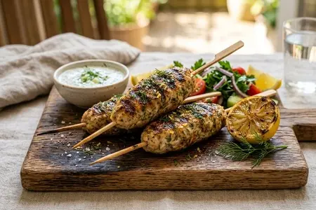 Кебаб из фарша трески с укропом и лимоном