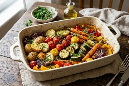 Запеченное ассорти из молодых овощей с травами - вкус лета каждый день