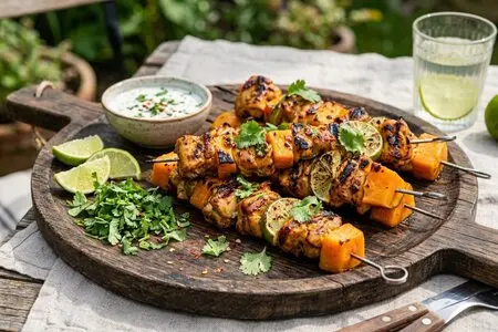 Шашлык из курицы с папайей и лаймом - тропическая свежесть на гриле
