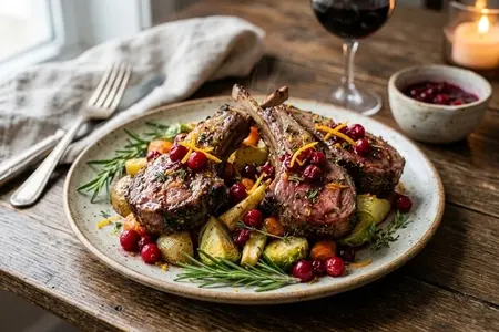 Бараньи корейки с клюквой и апельсиновой цедрой
