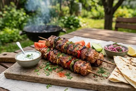 Свиной шашлык с чесноком и копченой паприкой