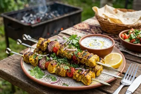 Шашлык из баранины с йогуртом и куркумой
