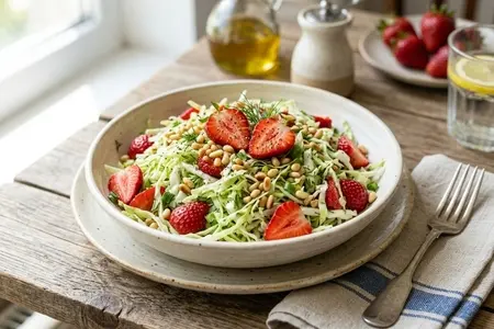 Салат из молодой капусты с клубникой и кедровыми орешками - витаминная летняя нежность