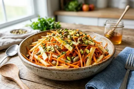 Морковно-яблочный салат с фисташками и мёдом - витаминная свежесть для всей семьи