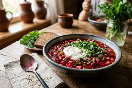 Свекольник со сметаной и щавелем - классика летней прохлады