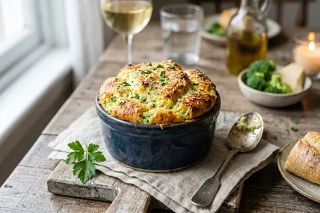 Овощное суфле с брокколи, картофелем и пармезаном