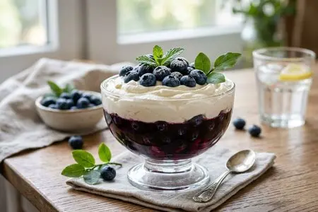 Желе из черники с кисломолочным кремом