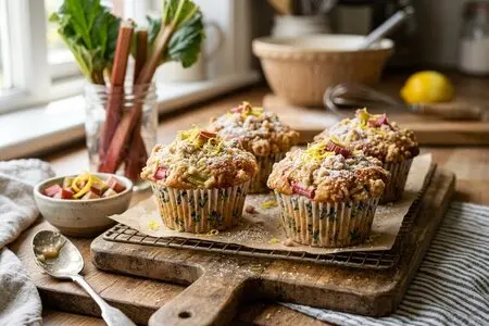 Маффины с ревенём и лимонной цедрой