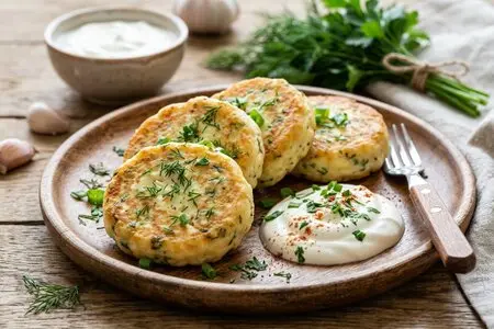 Закусочные сырники с зеленью и чесноком