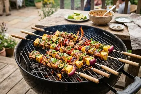 Куриные шашлычки с ананасом и чили
