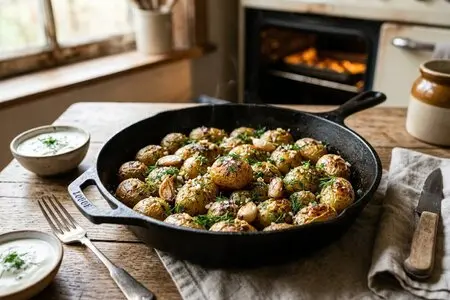 Молодой картофель с укропом и чесноком в духовке