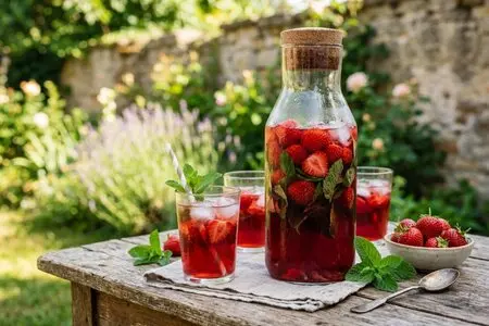 Компот из свежей клубники и мяты