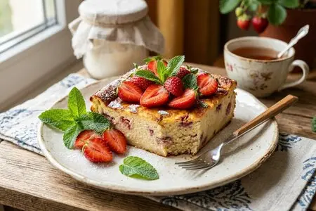 Творожная запеканка без выпечки: рецепт с клубникой и мятой для тёплых вечеров