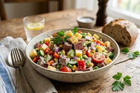 Холодные закуски для дачи: сыр, мясо, овощи в одном блюде
