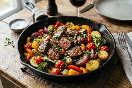 Тушеное мясо с весенними овощами: сочное и нежное