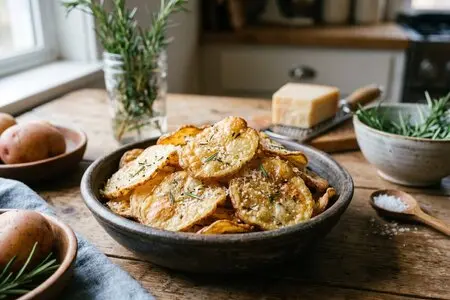 Чипсы из молодого картофеля с розмарином и пармезаном: в духовке за 20 минут