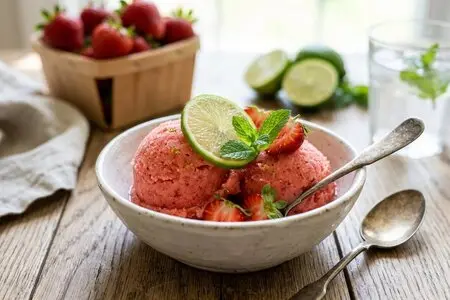 Сорбет из клубники и лайма - рецепт освежающего десерта без мороженицы