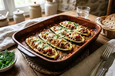 Кабачки, фаршированные фаршем и рисом - рецепт для дачи